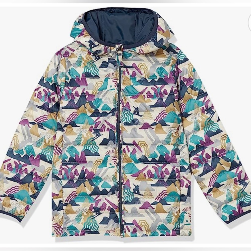 Lightweight Water-Resistant Packable Hooded Puffer Coat, sz L